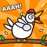 Chicken screaming on a tree
